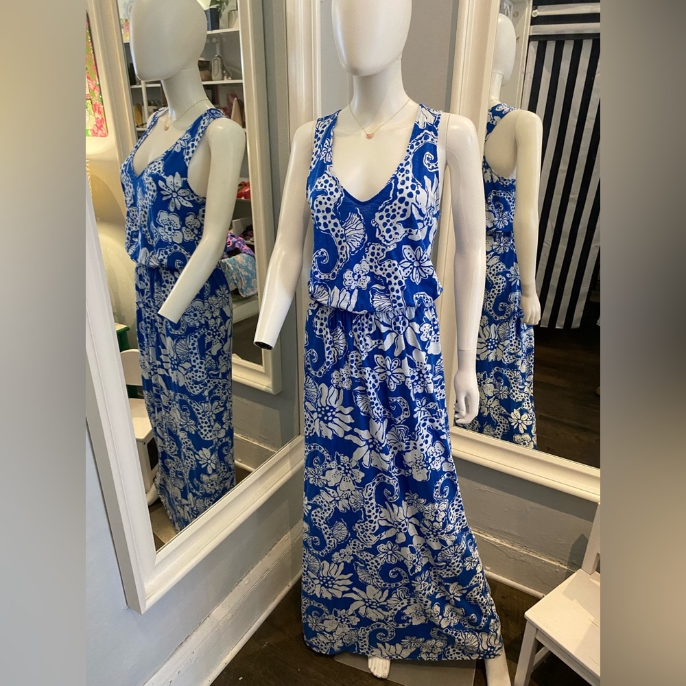 Lilly Pulitzer blue and white maxi dress size S